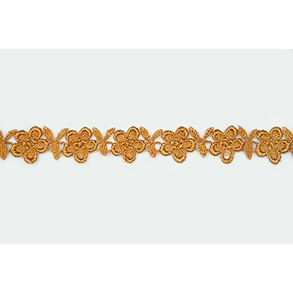 Altotux Guipure en Dentelle de Venise Brodée Florale 3/4 Pouces 12 Couleurs par 2 Yards (Or)