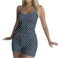 thumbnail image 7 of JGGSPWM Womens Casual Printed Pajamas Sets 2 Piece Sexy Summer Outfits Set Sleeveless Strappy Cami Top Crop Top Shorts Set Gray M, 7 of 7
