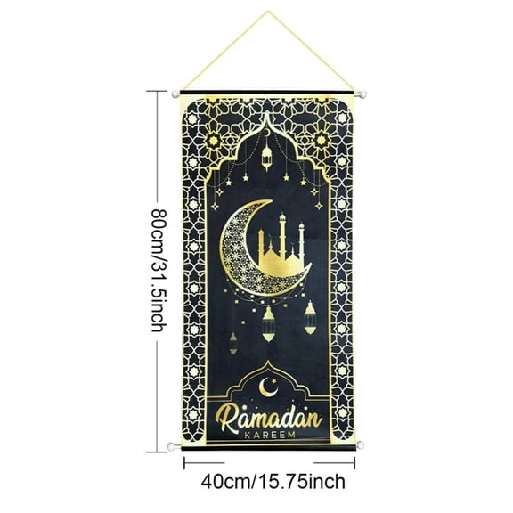 Eid Mubarak Decorations Ramadan Kareem Hanging Door Sign Ramadan Hanging Flag Welcome Wall Banner Eid Al-Fitr Party Supplies