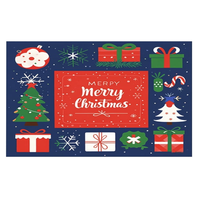 Fasiaou Indoor Christmas Rug Small Kitchen Bathroom Rugs for Entryway,Washable Soft Non-Slip Christmas Tree Santa Claus Area Rug,Door Mat for Winter Living Room Bedroom Holiday Decor(B)