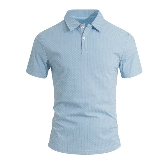 FAWUUDO Men's Collared Shirt Breathable Smooth Texture Soft Touch Structured Fit with Polished Everyday Style Light Blue