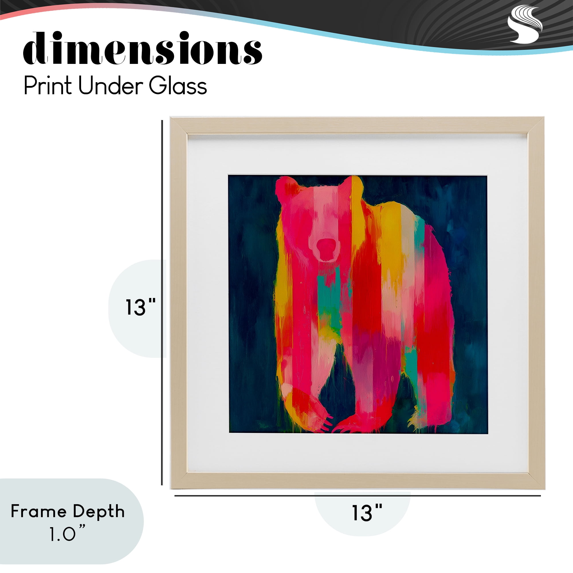 Stupell Industries Pink & Yellow Bear Standing Tall Birch Framed Print Under Glass, design by Chromatic Storm Studio