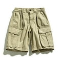 thumbnail image 2 of Wyobmus Tactical Work Shorts for Men Casual Drawstring Elastic Waist Hiking Cargo Shorts Lightweight Ripstop Quick Dry Fishing Shorts With Multi-Pocket C-Khaki, 2 of 9