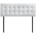 thumbnail image 2 of Modern Contemporary Queen Size Vinyl Headboard, White Faux Leather, 2 of 3