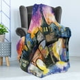 thumbnail image 4 of Abstract Soft Flannel Fleece Throw Blanket, Funky Watercolors Paint Small Town Weird Angles at Night Sky Reflections Mist, Cozy Plush for Indoor and Outdoor Use, 50" x 60", Multicolor, by Ambesonne, 4 of 5