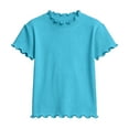 thumbnail image 4 of Cethrio Girls T Shirts, Crew Neck Casual Short Sleeve Ruffled Summer Tops Sky Blue Size 1-2T, 4 of 4