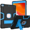 thumbnail image 1 of TECH CIRCLR Étui pour iPad 9e 8e 7e Génération 10.2 Pouces, Étui à Trois Couches Antichoc avec Support, Protection Intégrale Hybride Résistante aux Chocs, Noir+bleu, 1 of 6