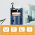thumbnail image 5 of 3 Drawer Sliding Barrel Modern Bedroom Nightstand, Navy Blue, 5 of 8