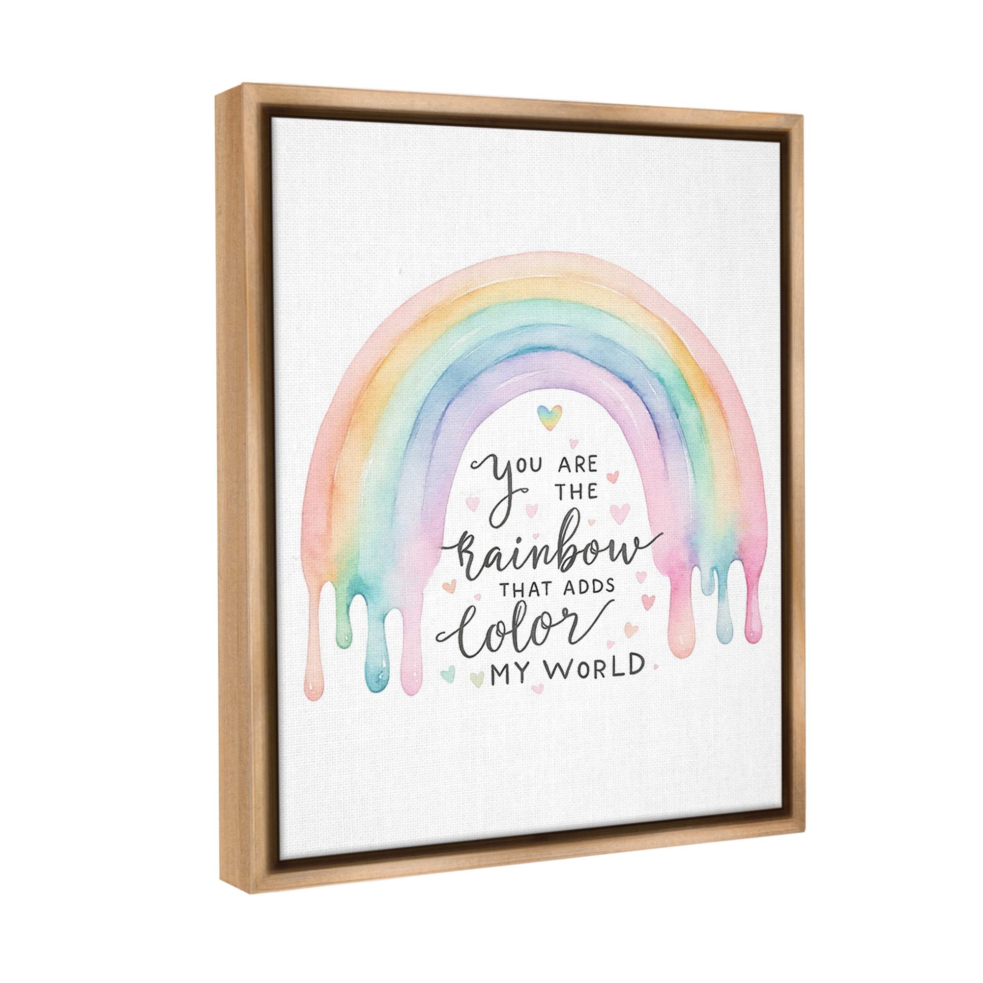 Stupell Industries Dripping Inspirational Rainbow Inspirational Painting Brown Floater Framed Canvas Art Print Wall Art, 25 x 31