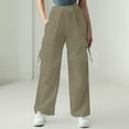 thumbnail image 2 of Ultrave Women's Baggy Cargo Pants with Pocket High Waisted Jogger Trouser Parachute Pant Y2K, 2 of 6