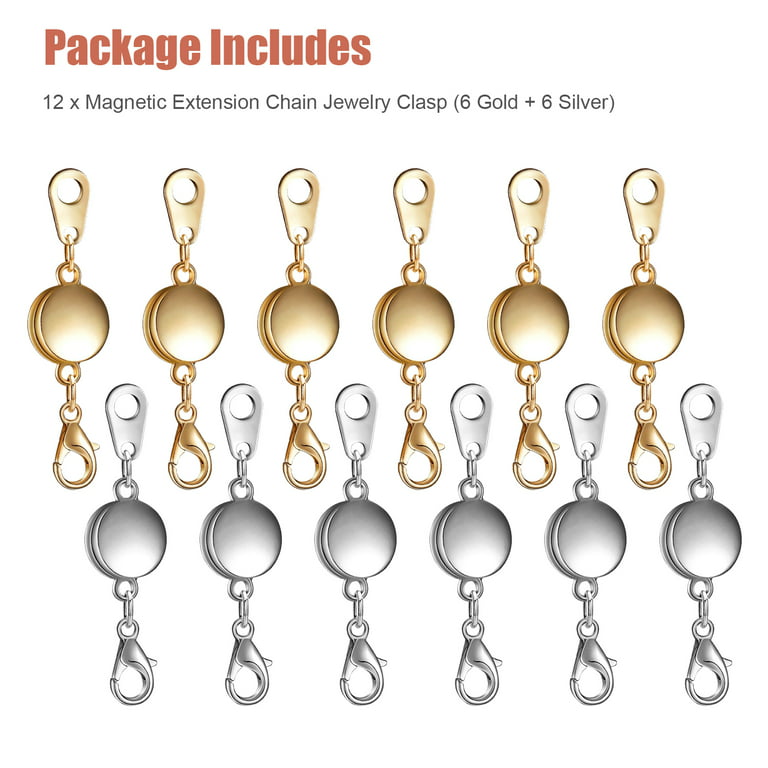  Qulltk Magnetic Necklace Extender Silver and 14K Gold  Adjustable Chain Extenders for Necklaces,Magnetic Necklace Clasps and  Closures with Extender Chains