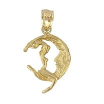 14k Yellow Gold Moon Rider 3D (3 Dimensional) Pendant