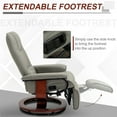 thumbnail image 5 of Homiyad Faux Leather Manual Recliner, Adjustable Swivel Lounge Chair with Footrest, Armrest and Wrapped Wood Base for Living Room, Gray, 5 of 8