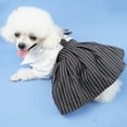 thumbnail image 4 of Stripe Pattern Pet Skirt - Bow-knot Design - Turn-down Collar - Machine Washable - Friendly to Skin - Decorative Polyester Summer Pet Dog Striped Dress Shirt - Clothing Pet Supplies, 4 of 8