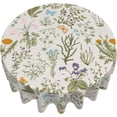 thumbnail image 2 of Spring Tablecloth Round 70 Inch,Sage Green Wild Flowers Table Cloth,Stain Resistance Polyester Seasonal Summer Floral Table Covers for Kitchen Dining,Small Tablecloth for Parties Picnic, 2 of 6