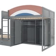thumbnail image 6 of Harper & Bright Designs Full Size Offset Bunk Bed with Wardrobe & Drawers, Wood Space-Saving Bunk Bed Full over Full Size with Built-in Closet, Hanging Rod, Upholstered Guardrail & Storage, Gray, 6 of 20