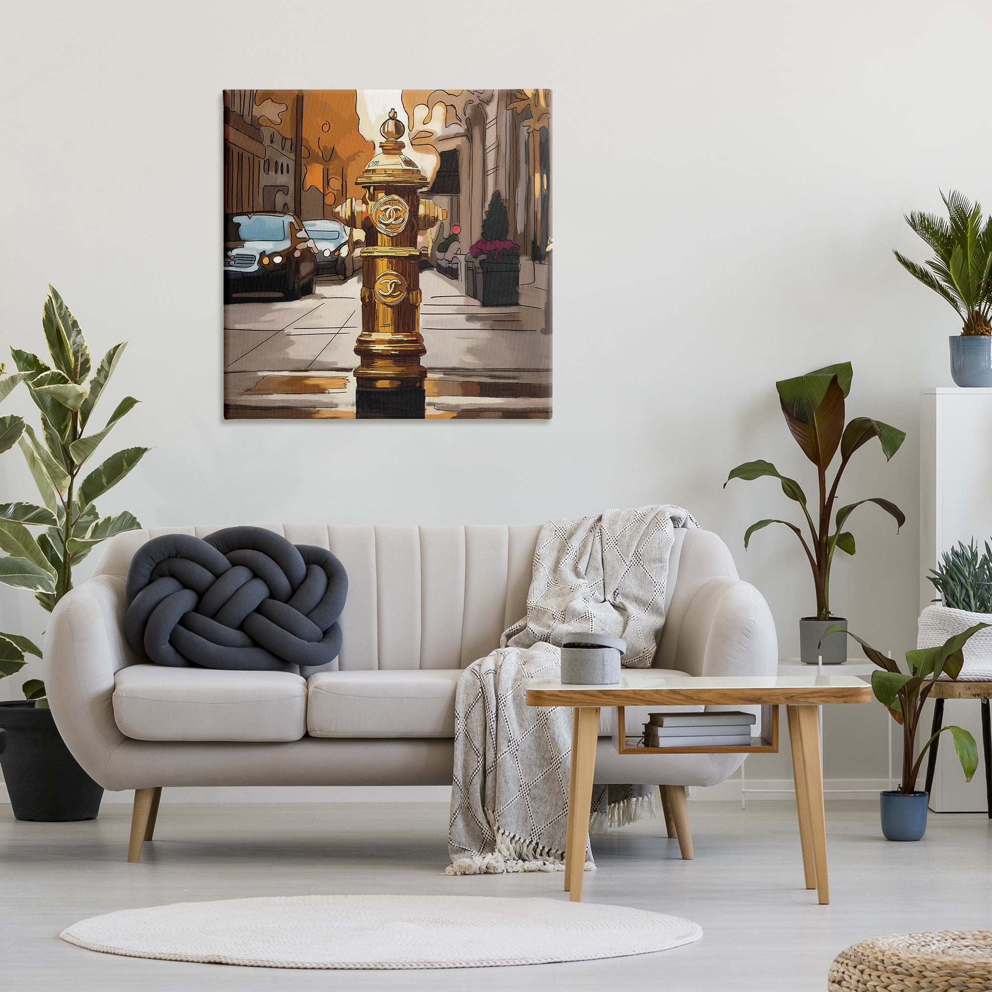 Stupell Industries Glam City Hydrant Abstract Painting Gallery Wrapped Canvas Art Print Wall Art, 36 x 36