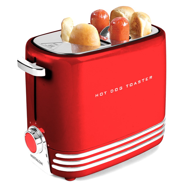 Nostalgia 2 Slot Hot Dog and Bun Toaster with Mini Tongs, Hot Dog