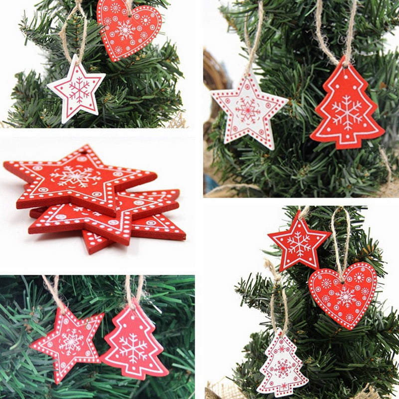 10Pcs New Christmas Tree Ornaments Hanging Xmas Tree Party Decor Wooden Pendant Xmas Gifts New Christmas Decorations