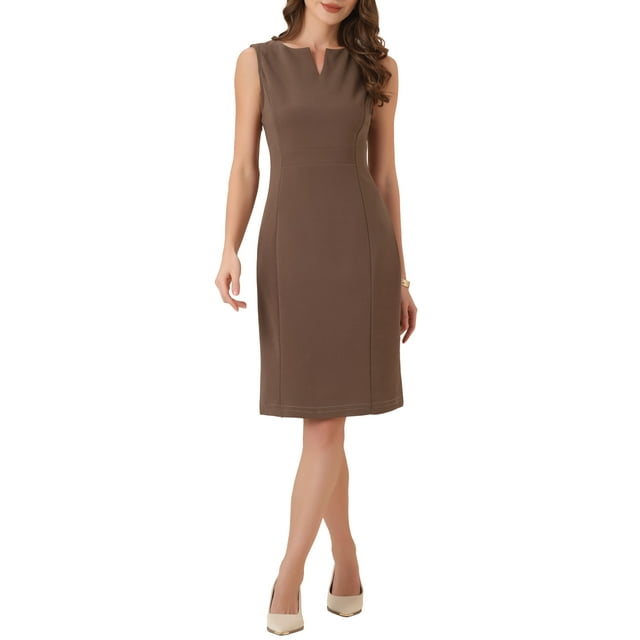 INSPIRE CHIC Vestido de Trabajo Elegante Sin Mangas Cuerpo Ajustado Lápiz Vestidos S Café