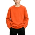 thumbnail image 2 of dazeni Boys Sweatshirts Long Sleeve Boy Crewneck Relaxed Soft Pullover Tops Solid Casual Basic Sweatshirt Orange 7-8 Years, 2 of 7