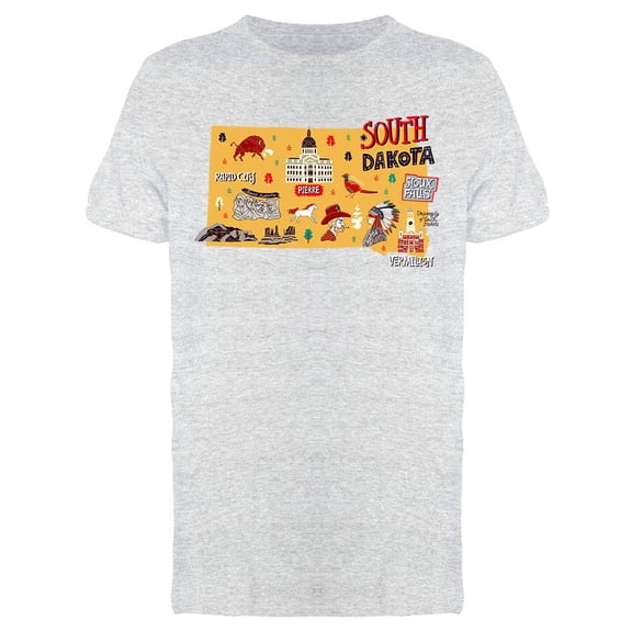 Illustrated Map Of South Dakota Tee Men's -Image by Shutterstock