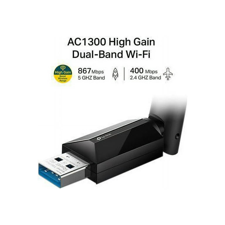 TP-Link Archer T3U Plus AC1300 High Gain Wireless Dual Band USB Adapter USB  3.0 Up to 1.3Gbps Wireless Data Rates 