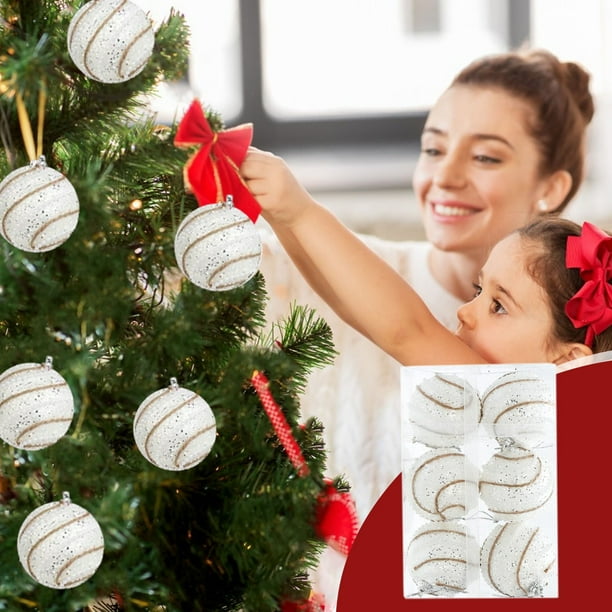 Fiudx Liquidación de ofertas flash Adornos de bolas navideñas para árbol de Navidad, 6 piezas de adornos para árbol de Navidad irrompibles, juego de bolas colgantes para árbol, bolas navideñas multic