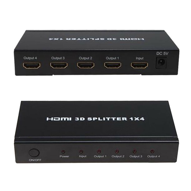 One Input to Four Outputs HDMI 1x4 3d Powered Splitter 4 port Splitter HD 1080PBlack Walmart