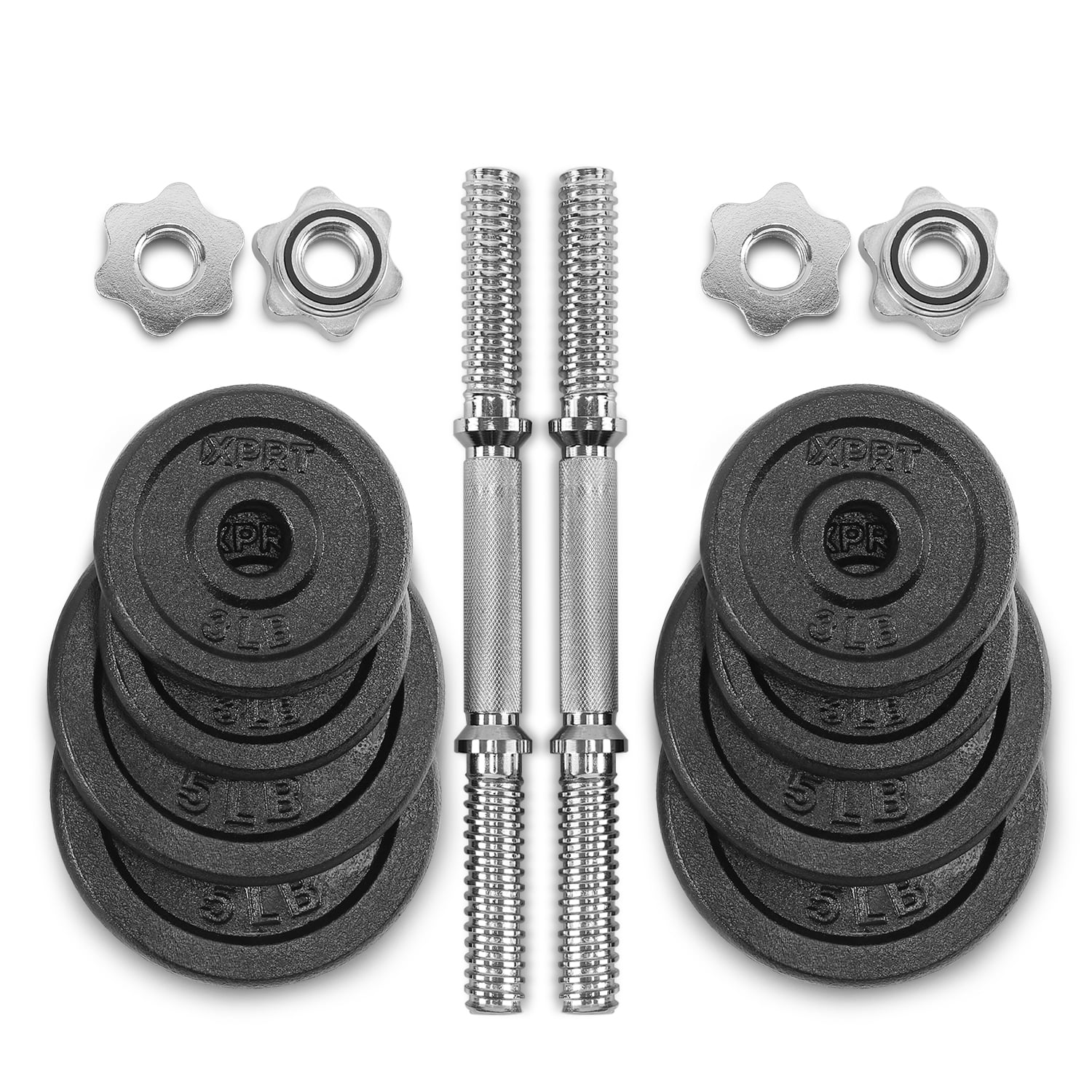 XPRT Fitness Cast Iron Adjustable Dumbbell, Black, 40lb Pair