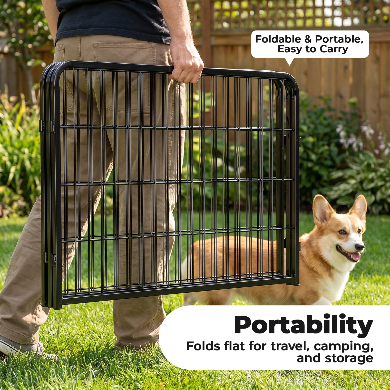 Alvantor Dog Playpen Indoor Fence Height Metal Exercise Pen with Door Small Puppy/Medium/Large Dogs Animal Pet for Outdoor, Garden, Yard