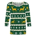 thumbnail image 5 of Oksale Cute Deer Graphic Tops for Women Plus Size Round Neck Shirts Loose 3/4 Length Sleeve Blouses Lightweight Soft Comfy Top Fall Festival Clothing 2025 Green L, 5 of 7