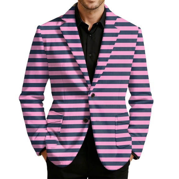 oqasdz Carnival Mens Suit Jacket Corduroy Jacket Stripe Style for Stretch Slim Fit Dress Coat Party Evening Wedding Prom