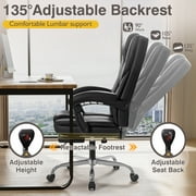 Furmax Reclining Massage Computer Chair Ergonomic Executive Office Chair Height Adjustable Leather Chair With Armsrests,Black