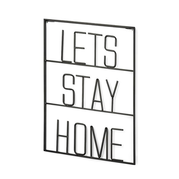 Mercana Let'S Stay Home Metal Wall Sign Cut-Out Typography in Black