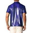 thumbnail image 3 of INSPIRE CHIC Metallic Polo Shirt for Men's Short Sleeves Shiny Disco Nightclub Party Collared T-Shirt XL Blue, 3 of 6