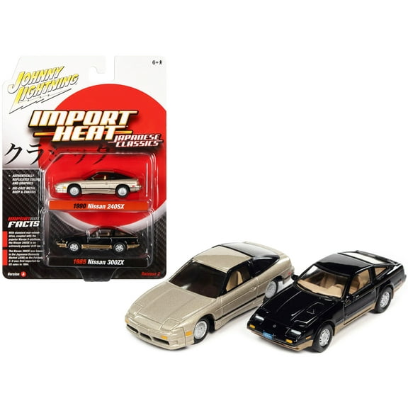 1985 Nissan 300ZX Thunder Black Body w/Gold & 1990 240SX Champagne Gold Pearl w/ Black 1/64 Diecast Model Cars Johnny Lightning