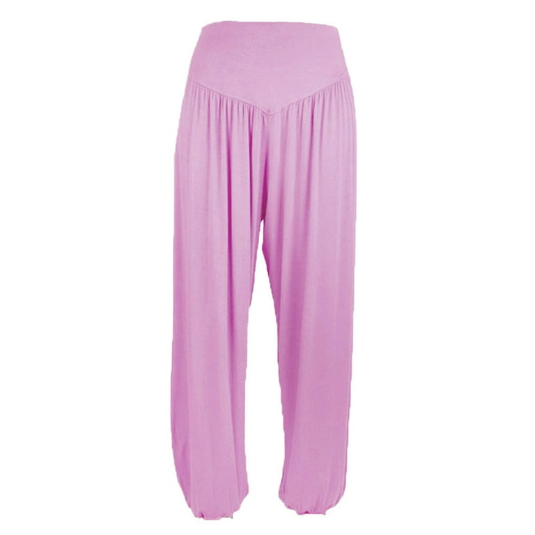 YWDJ Yoga Pants Women Tall Womens Elastic Loose Casual Cotton Soft Yoga  Sports Dance Harem Pants Pink XL 