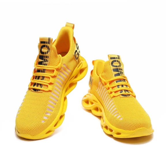 GSLMOLN Womens Lightweight Air Cushion Comfortable Sneakers Yellow size 7-7.5