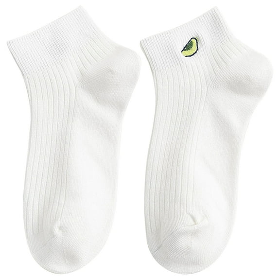FRCOLOR 4 Pairs Fashion Short Socks Creative Embroidery Socks Stylish Ankle Socks Cotton Low Cut Socks for Women Girls (White, Average Size)