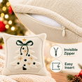thumbnail image 5 of LOMYOLO Christmas Pillow Covers 18x18 Inch Set of 2, Ivory White 3D Plush Christmas Tree Throw Pillow Covers with Bow and Embroidered Accents, Neutral Holiday Winter Couch Sofa Decor, 5 of 9