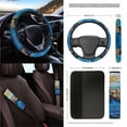 thumbnail image 3 of Yuyamidu Sea Turtle Car Seat Cover Full Set of 15 Blue Board Steering Wheel Cover Seat Belt Strap Pads Cup Coasters Trash Bag Air Vent Storage Bag Rearview Mirror Cover Keychain Auto Accessories, 3 of 7