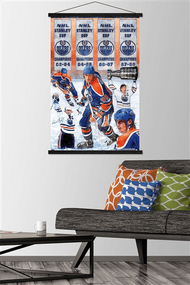 Wayne Gretzky - Banners Wall Poster with Wooden Magnetic Frame, 22.375" x 34"