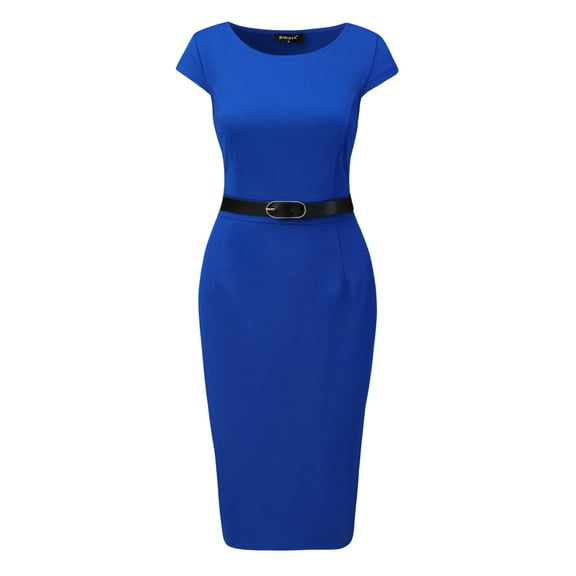 DARING DIVA Women's Cap Sleeve Boat Neck Pencil Dresses XL Royal Blue