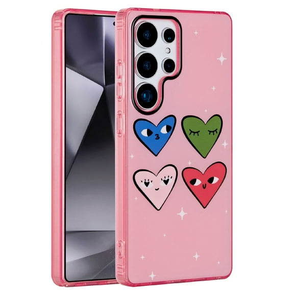 For Samsung Galaxy S24 Ultra Fashion Layer Design Slim IMD TPU Protective, Shockproof Hybrid Stylish Durable Hard PC Cover, XPM Phone Case [Cute Hearts]