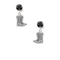 thumbnail image 2 of Delight Jewelry Silvertone Cowboy Boots Black Crystal Clip on Earrings, 2 of 5