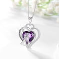 thumbnail image 3 of Juwaliy Couple Necklace for Women 925 Sterling Silver Heart February Birthstone Pendant Love Wedding Engagement Jewelry Valentine's Day Gift for Her Wife Girlfriend Bride, 3 of 10
