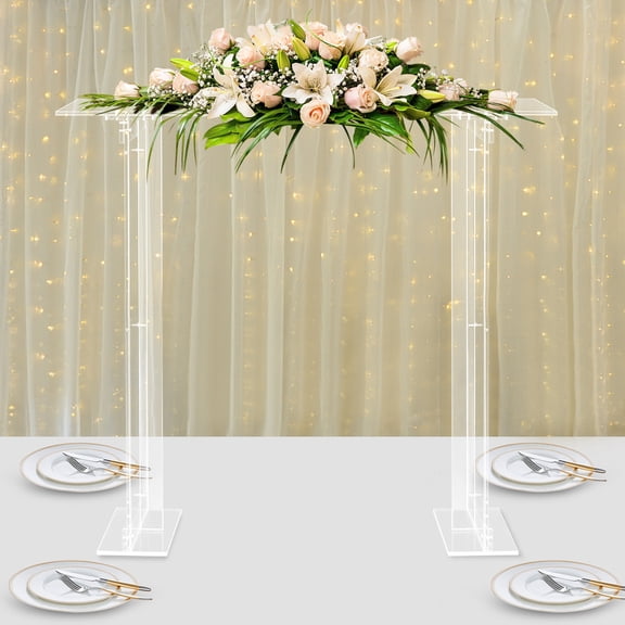 Tall Clear Acrylic Rectangular Flower Stand,Wedding Centerpiece, Long Floral Fram, Acrylic Flower Stand for Special Events, Store Opening Ceremony, Housewarming, Wedding Table Centerpieces