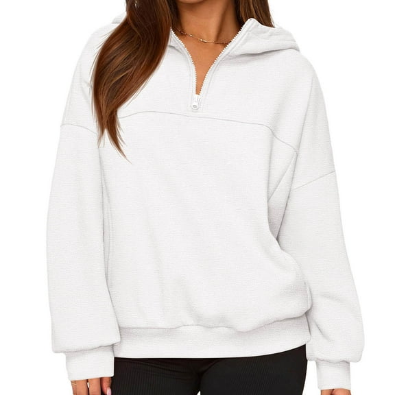 Sevevn Womens Long Sleeve Hoodie Fashionable Quarter Zip Pocket Hooded Sweatshirt