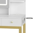 thumbnail image 5 of Dextrus Makeup Vanity Set with LED Lighted Mirror, Makeup Desk with Drawers & Stool, Vanity Table with Hidden Storage Shelves, Makeup Dressing Table Set for Girls,Princess, White, 5 of 12